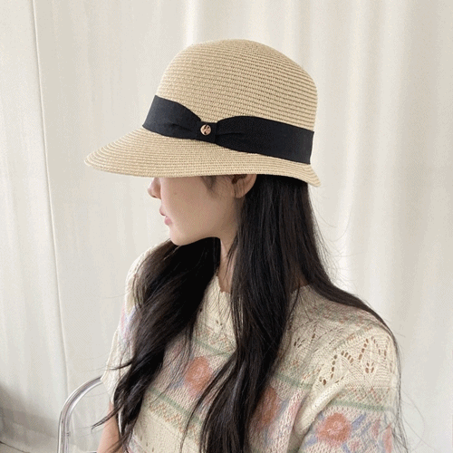 [무배] 줄라이 리본 라탄햇 1 color / 햇빛 차단 벙거지 버킷햇 모자