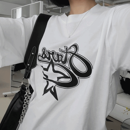 [무배/빅사이즈👌] 큰사이즈 프린팅 포인트 티셔츠 스타 오버핏 반팔티DCT 3color