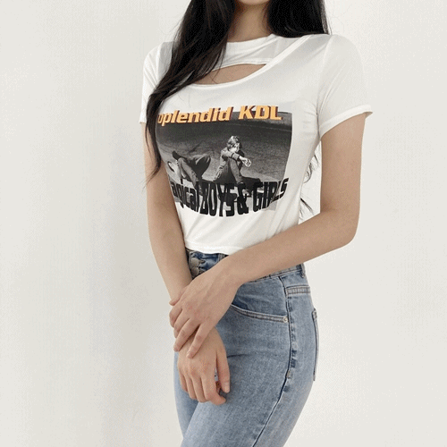 [무배/베스트]크롭 매직 보이걸 트임 반팔티CT / 인기 베스트 디자인 티셔츠 3color